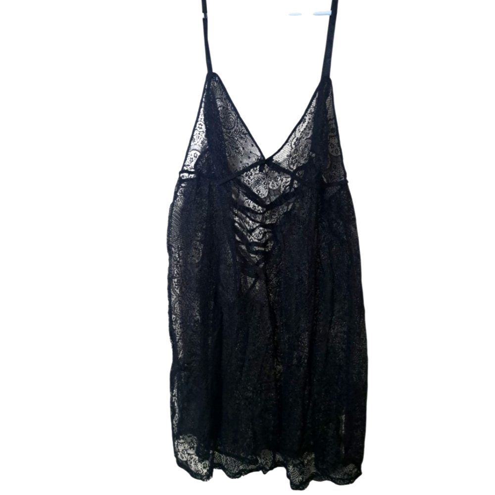 Victoria Secret Black Lace Babydoll Teddy